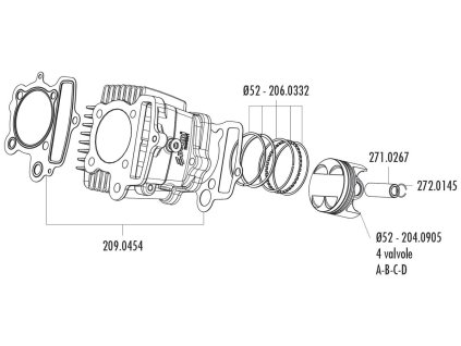 241794 pistni sada polini 107ccm 52mm b polini minicross minimotard 110 xp4t s 4v hlavou