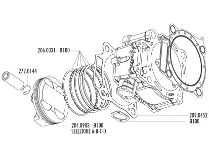 242394 sada pistnich krouzku polini 490ccm 100mm honda crf 450 02 05