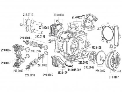 209.0455 - Sada těsnění válce Polini 107ccm 52mm, Honda XR 50