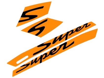 Sada samolepek "Super" OEM oranžová, Vespa GTS Super Sport 85/B