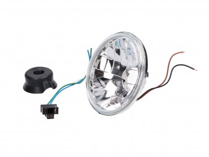 40863 - headlight round transparent 12V H4 / HS1 halogen w/ parking light for Simson S50, S51, S70