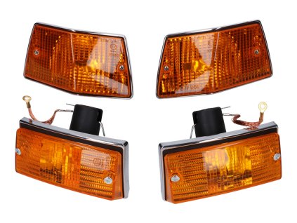 40997 - indicator light set complete front and rear, orange for Vespa PX 125-200, Vespa T5