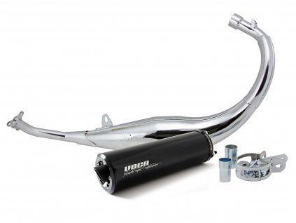 VCR-RD15188/BK - exhaust VOCA Chromed 50/70cc black silencer for Minarelli AM6 Enduro, Supermoto