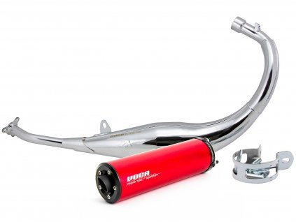 VCR-RD15192/RE - exhaust VOCA Chromed 50/70cc red silencer for Derbi EBE, EBS, D50B Enduro, Supermoto