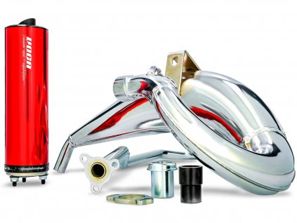 VCR-RD38192/RE - exhaust VOCA Cross chromed 50/70cc red silencer for Aprilia RX, SX, Derbi Senda