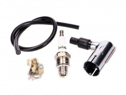 41632 - spark ignition set w/ spark plug, connector, braker contact, cable for Simson S50, S51, Schwalbe, Sperber, Star, Habicht, Spatz