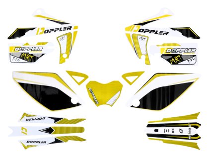 Sada samolepek Doppler bílá-černá-žlutá, Rieju MRT