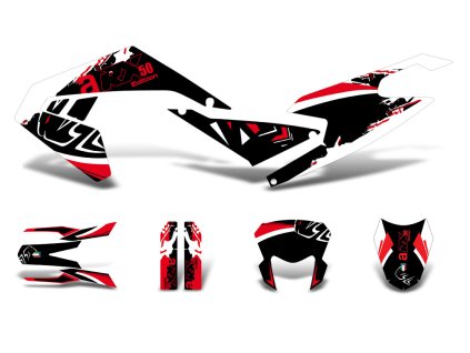 Sada polepů černo-bílo-červená lesklá, Aprilia RX 50 2018- Euro4