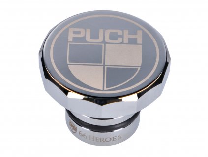 43883 - gas cap 66Heroes aluminum chromed w/ Puch logo for Puch Maxi S, N