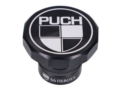 Víčko nádrže 66Heroes alu černá s Puch logem, Puch Maxi S, N