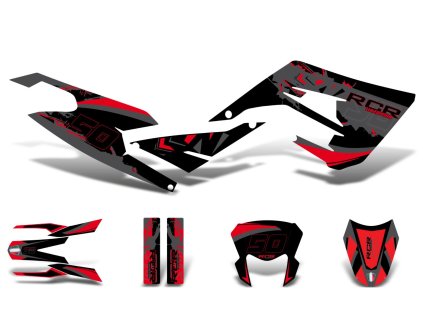 Sada polepů černo-červeno-šedá lesklá, Gilera RCR 50 18-20 E4 (D50B) ZAPKKA00