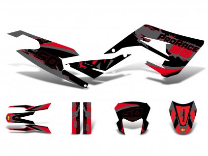 DK-43744 - decal set black-red-grey glossy for Derbi Senda 50 2018-