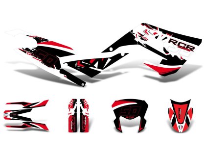 Sada polepů černo-bílo-červená matná, Gilera RCR 50 18-20 E4 (D50B) ZAPKKA00