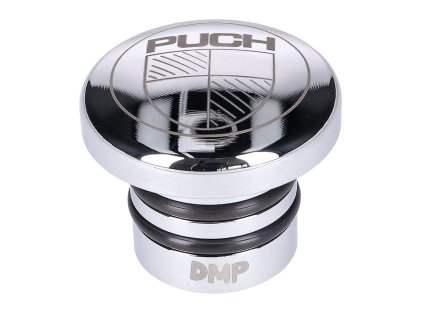 44221 - fuel tank cap steel polished w/ Puch logo for Puch Maxi S, N