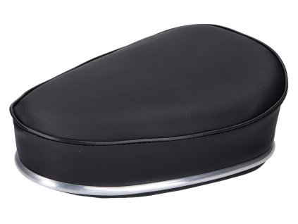 Sedlo černé s chrom obrubou, 22mm objímka, moped