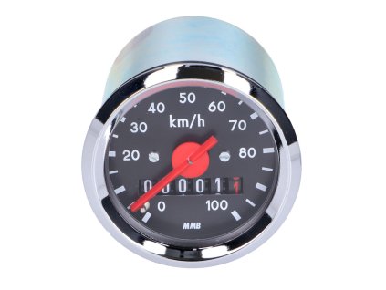 44363 - speedometer 100km/h 48mm black for Puch Maxi, MV, MS, DS, Simson, Herkules