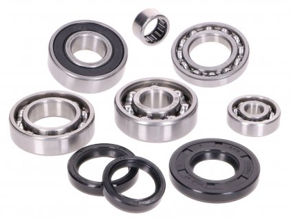 42795 - engine bearing set w/ oil seals for Vespa Smallframe 24mm 50, S, N, R, L, Special, Elestart, PK, 80, 90, 125