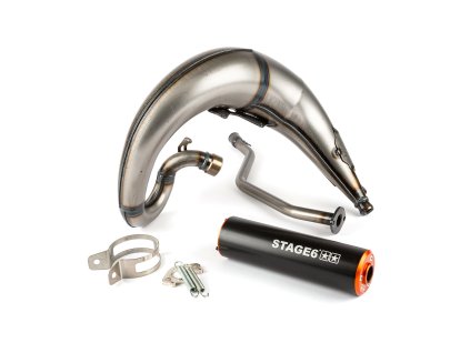Výfuk Stage6 Streetrace CNC (vysoké uchycení) oranžovo - černý Yamaha DT50