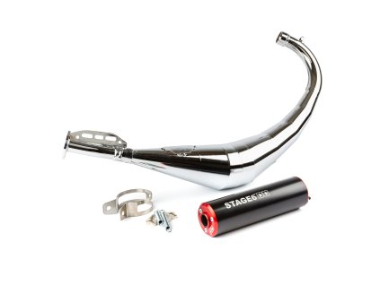 Výfuk Stage6 Streetrace chrom CNC červeno - černý Derbi / Minarelli AM6