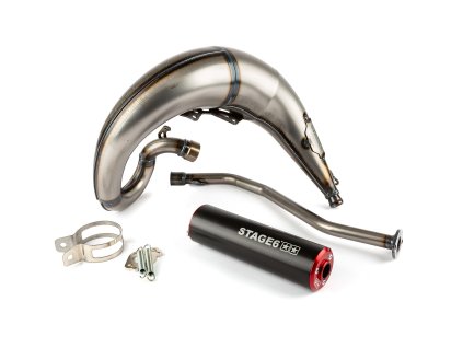 Výfuk Stage6 Streetrace CNC (vysoké uchycení - levé) červeno - černý Beta RR