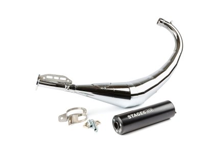 Výfuk Stage6 Streetrace chrom CNC černý Derbi / Minarelli AM6