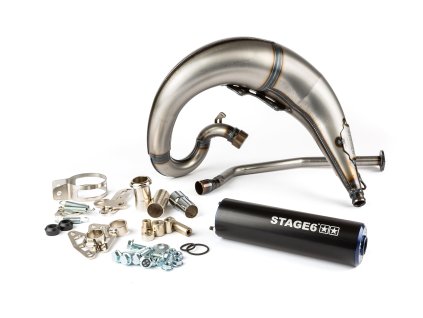 Výfuk Stage6 Streetrace CNC (vysoké uchycení) modro - černý Derbi Senda