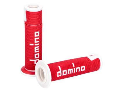 Gripy Domino A450 On-Road Racing červená / bílá s otevřenými konci