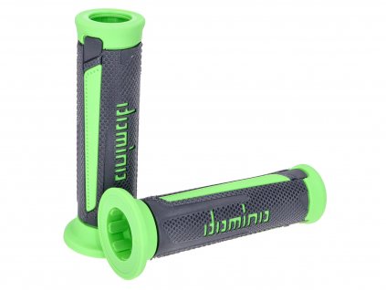 48888 - handlebar grip set Domino A350 On-Road gray / green with open ends