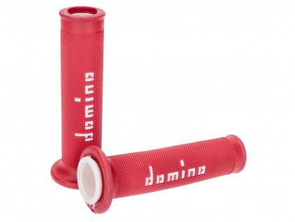 44598 - handlebar grip set Domino A010 On-Road red / white with open ends
