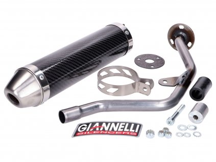 GI-34636HF - Rear silencer Giannelli carbon with Homologation for Yamaha DT 50 R 2004 / Malaguti XTM/ XSM