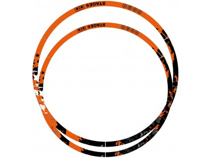 Samolepky na ráfky 12" a 13" Stage6 oranžovo - černá