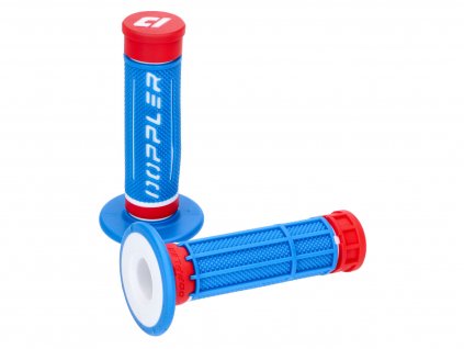 49404 - handlebar rubber grip set Doppler Grip 3D blue / white / red