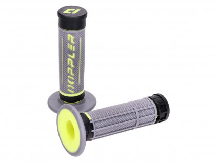 49405 - handlebar rubber grip set Doppler Grip 3D grey / black / neon yellow