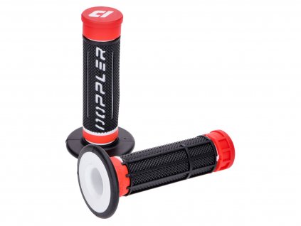49407 - handlebar rubber grip set Doppler Grip 3D red / white / black