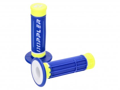 49409 - handlebar rubber grip set Doppler Grip 3D blue / white / neon yellow