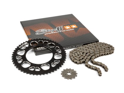 Řetězová sada 14x53 - 420 Stage6 alu CNC černá Aprilia SX 50