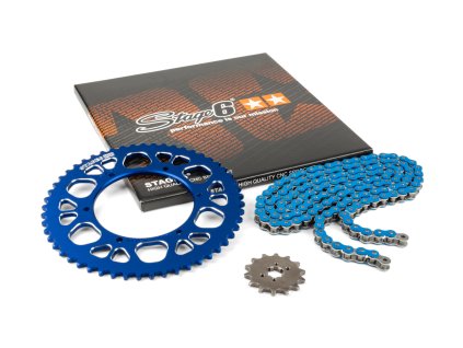 Řetězová sada 14x53 - 420 Stage6 alu CNC modrá Aprilia SX 50