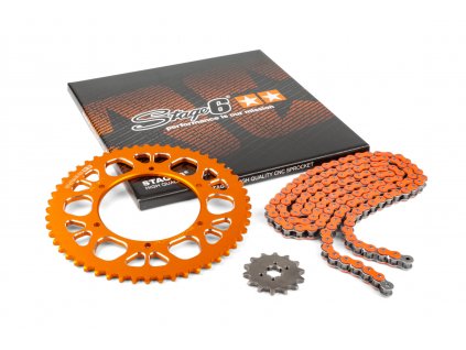 Řetězová sada 14x53 - 420 Stage6 alu CNC oranžová Aprilia SX 50
