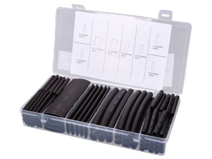 43134 - shrink tubing set black 142-piece, self-adhesive