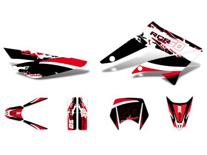 Sada polepů černo-bílo-červená lesklá, Gilera RCR 11-17