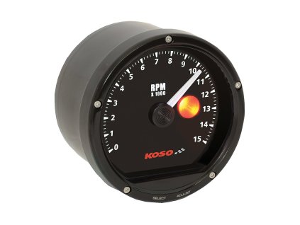 Otáčkoměr Koso černý do 15 000 rpm s kontrolkou řazení