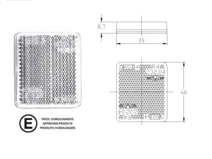 Odrazka hranatá bílá (samolepící 46x39mm) -e-