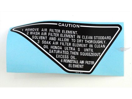 Air filter sticker dimensions 100 x 49mm for Honda MT 5, 50, 8, 80, MB 80