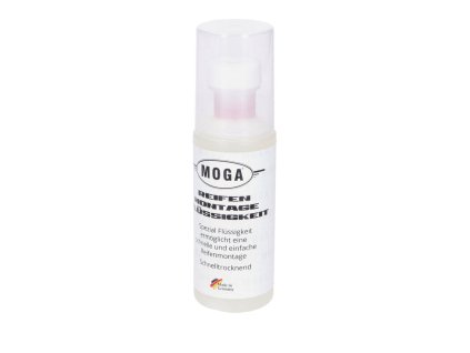 Bottle of MOGA tire mounting fluid 100ml for Hercules Prima M, MK, K, KX, Ultra, Hobby Rider, Zündapp GTS, KS, CS, CX, Hai, C 50, Combinette, Bergsteiger, R Z, Kreidler Florett, Flory, MF, MP, Simson Schwalbe, S, SR, KR, Puch Maxi, Monza, X, Racing,…