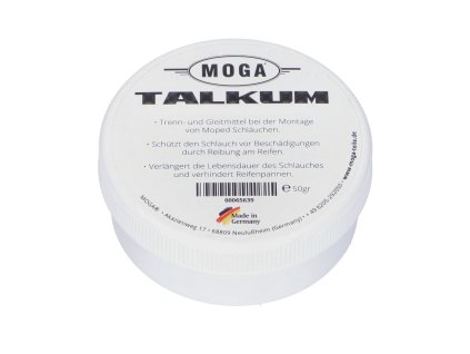 Talcum MOGA can 50g for Hercules Prima, M, MK, K, KX, Ultra, Hobby Rider, Zündapp GTS, KS, CS, CX, Hai, C 50, Combinette, Bergsteiger, R Z, Kreidler Florett, Flory, MF, MP, Simson Schwalbe, S, SR, KR, Puch Maxi, Monza, X, Racing, Jet, Ranger, Miele,…