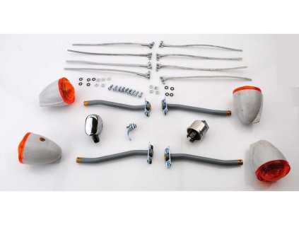 Turn signal conversion kit 6 Volt 2 x 18 Watt 55mm diameter approx. 75mm deep 125mm linkage length for Zündapp, Kreidler, Hercules, Puch, DKW, KTM, Rixe, Horex