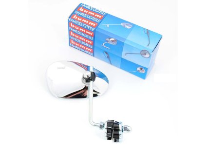 Mirror bumm with holder chrome oval for Vespa, Hercules, NSU, Zündapp, Kreidler, Piaggio