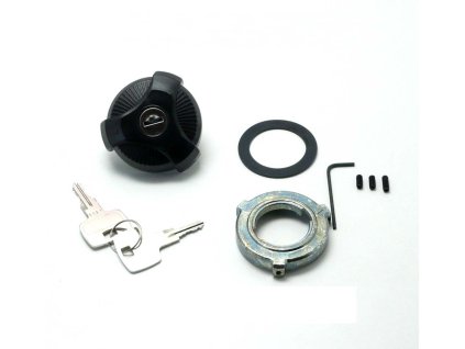 Tank cap conversion set lockable black with 2 keys and holder for Piaggio, Vespa, Ciao, Bravo, Si