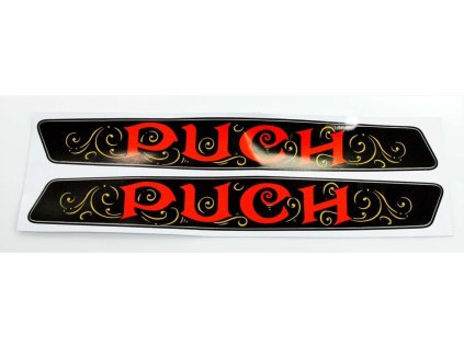 Tank sticker set 2 pieces 200 x 27mm black red for Puch Maxi N S Chopper moped, moped, mokick