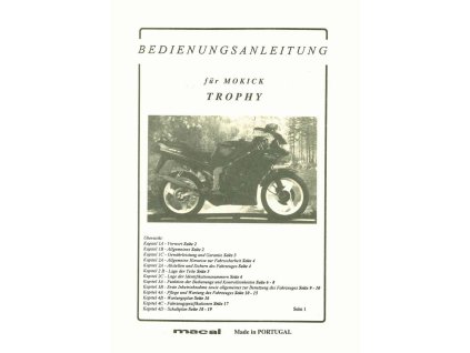 Operating instructions Macal for moped Mokick